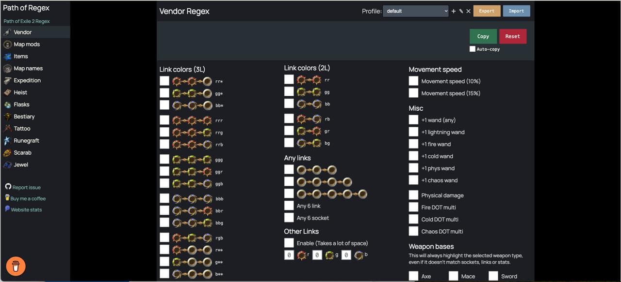 PoE Regex screenshot 1