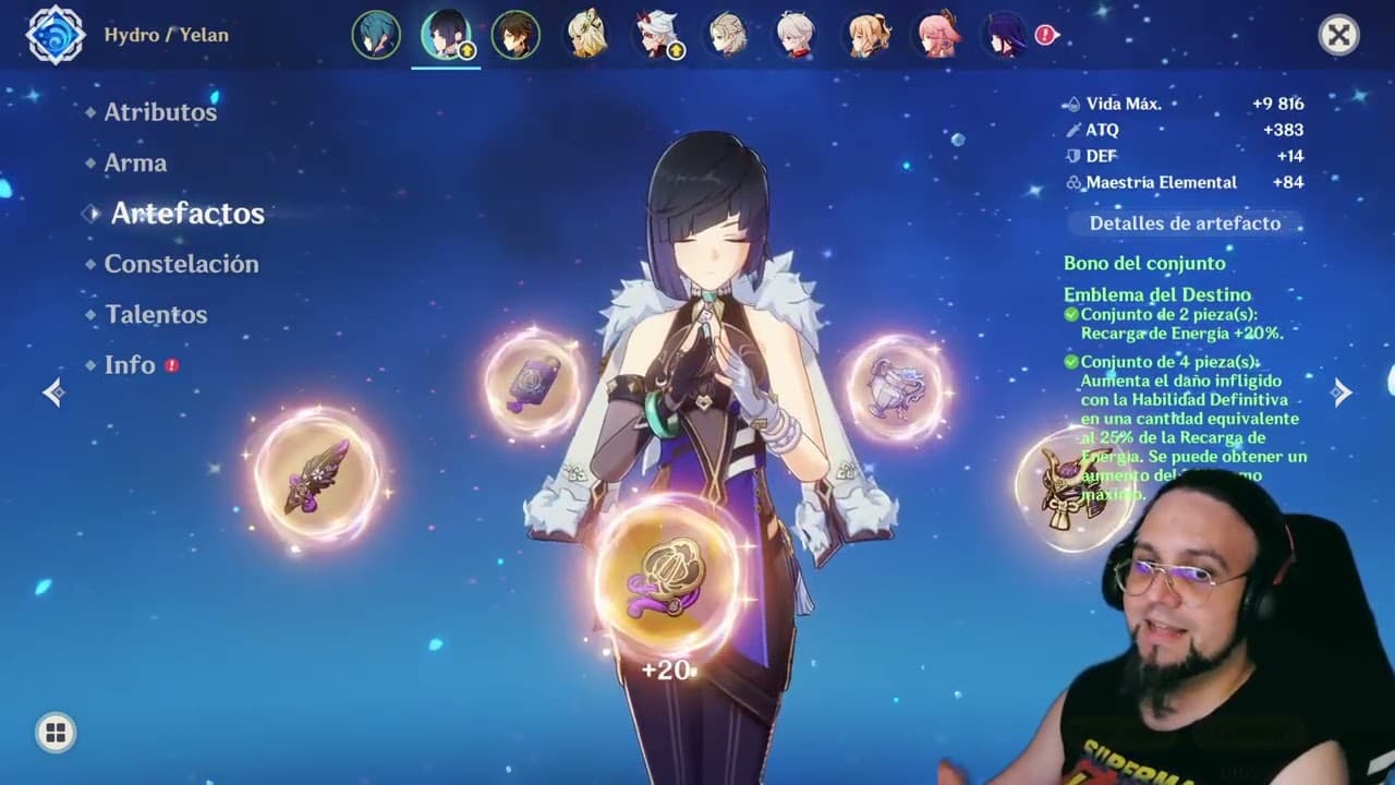 Cómo Equipar Personajes en Genshin Impact — Guía de Artefactos y Substats 2025