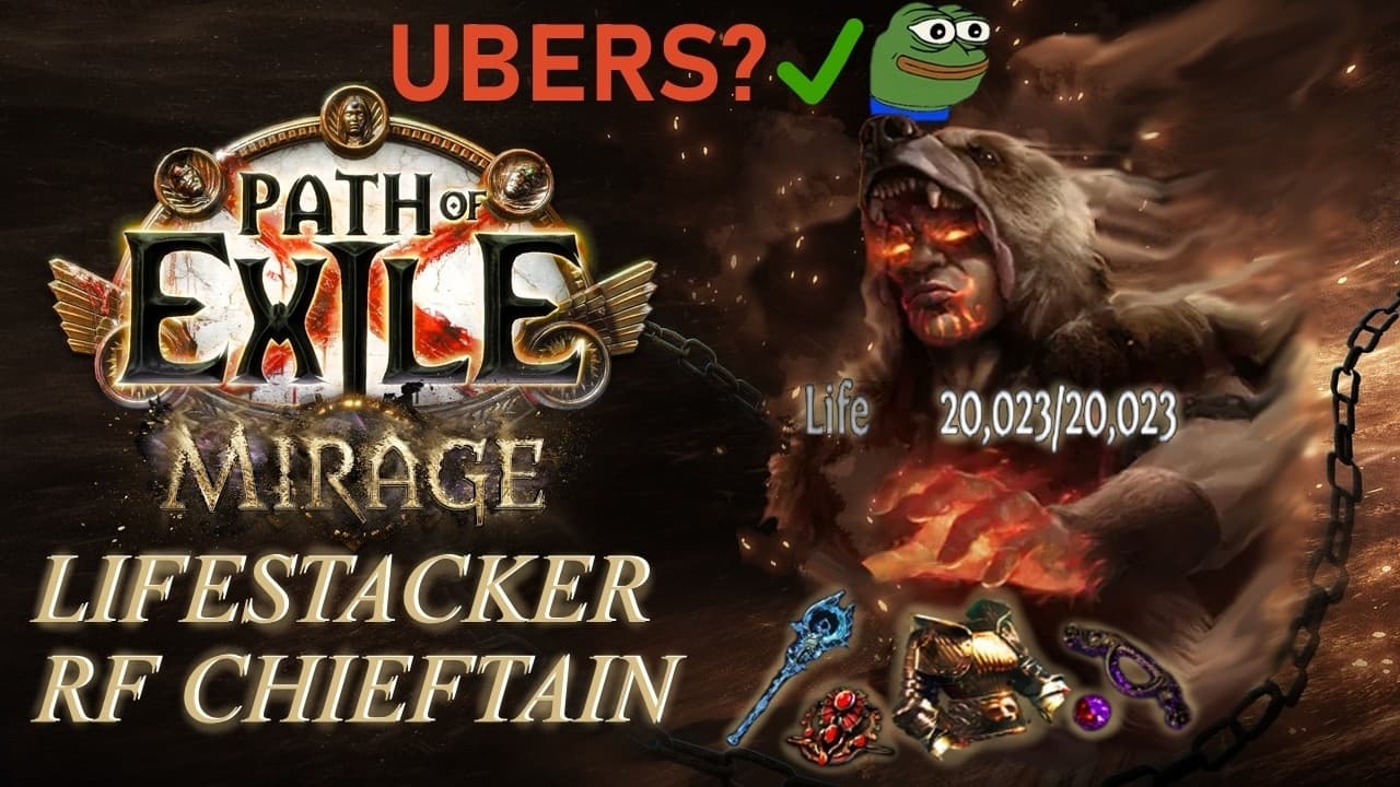 Life Stack Righteous Fire Chieftain Guide + Uber Showcase | PoE 1 3.28 Mirage