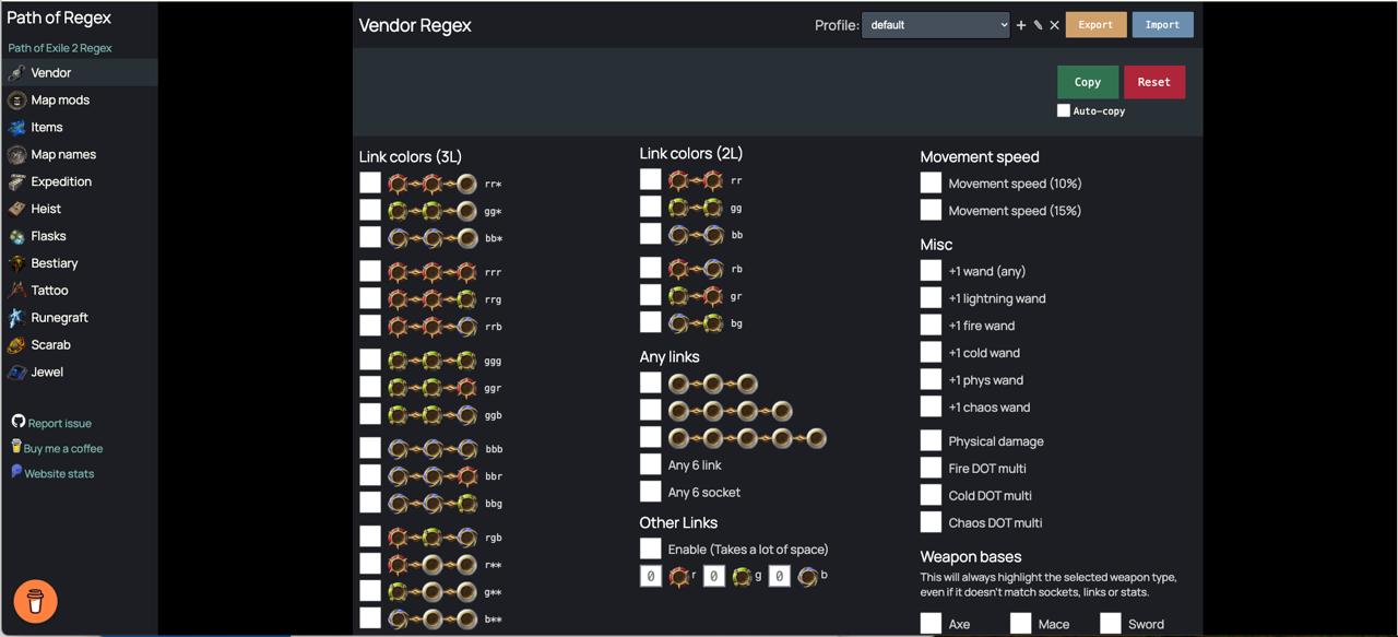 PoE Regex screenshot 1